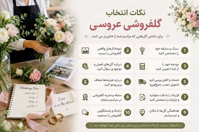 اینفوگرافیک انتخاب گل فروشی عروسی