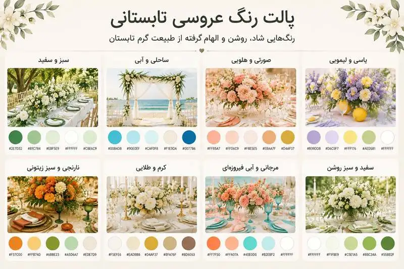 پالت رنگ عروسی تابستانی